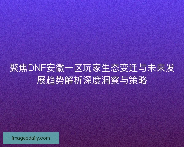 聚焦DNF安徽一区玩家生态变迁与未来发展趋势解析深度洞察与策略