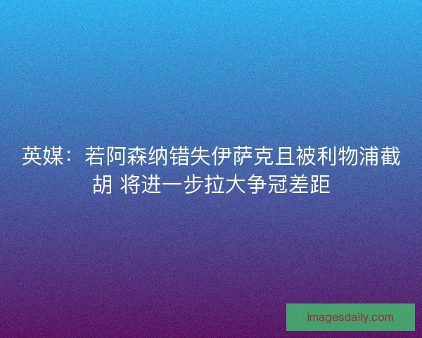 英媒：若阿森纳错失伊萨克且被利物浦截胡 将进一步拉大争冠差距