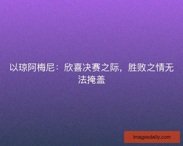 以琼阿梅尼:欣喜决赛之际,胜败之情无法掩盖 以琼阿梅尼:欣喜决赛之际,胜败之情无法掩盖