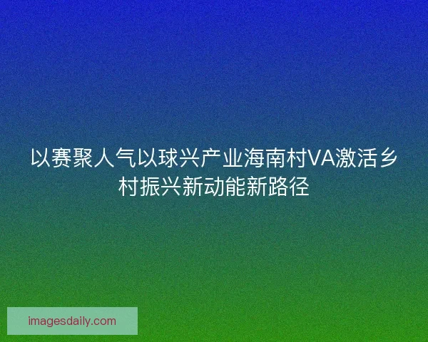 以赛聚人气以球兴产业海南村VA激活乡村振兴新动能新路径