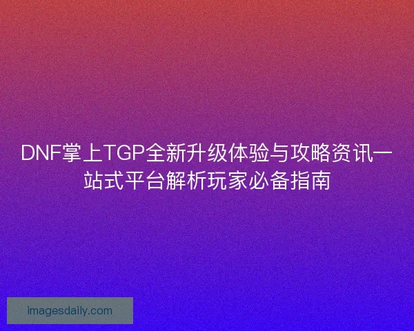 DNF掌上TGP全新升级体验与攻略资讯一站式平台解析玩家必备指南