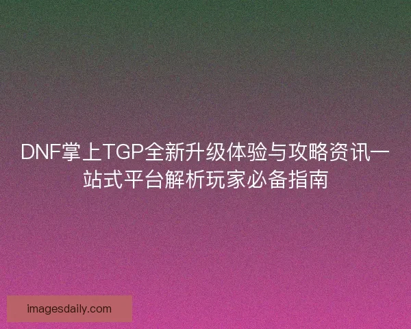DNF掌上TGP全新升级体验与攻略资讯一站式平台解析玩家必备指南 DNF掌上TGP全新升级体验与攻略资讯一站式平台解析玩家必备指南
